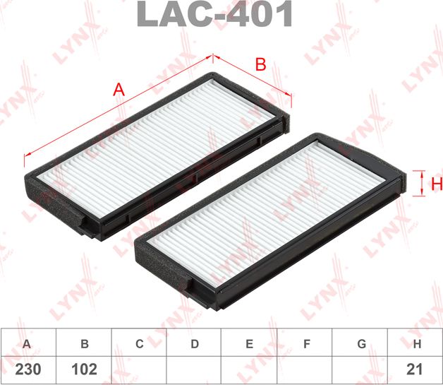 Салонный фильтр LYNXauto. Артикул LAC-401