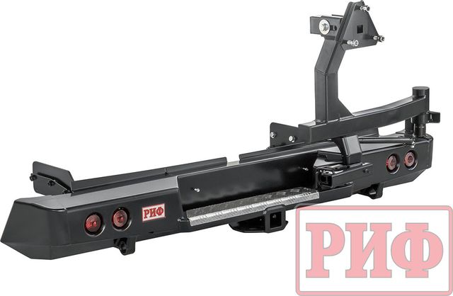 Бампер силовой РИФ задний с квадратом под фаркоп, калиткой и фонарями для Mitsubishi L200 V 2019-2026. Артикул RIF005-21125