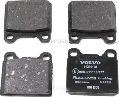 Тормозные колодки Volvo задние для Volvo 760 1981-1992. Артикул 31261185