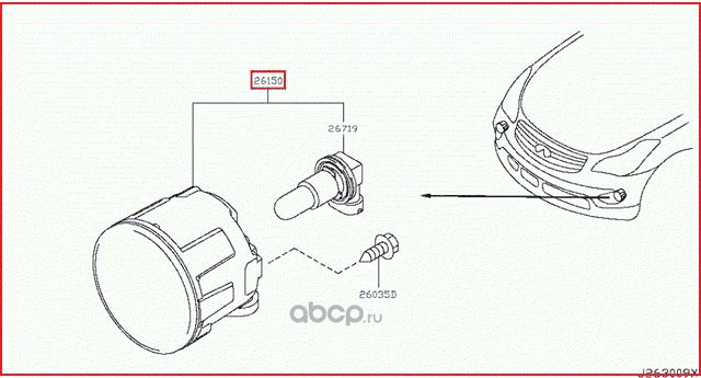 Фара противотуманная Nissan. Артикул 261508993B