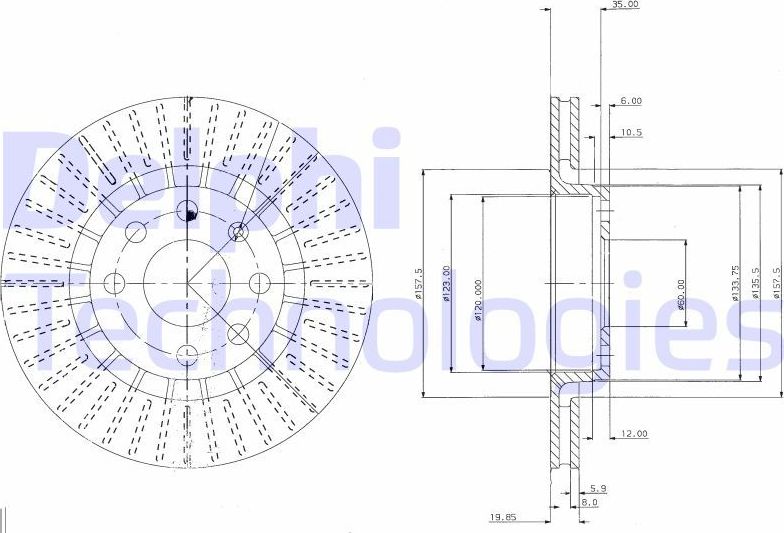 Тормозной диск Delphi. Артикул BG2636