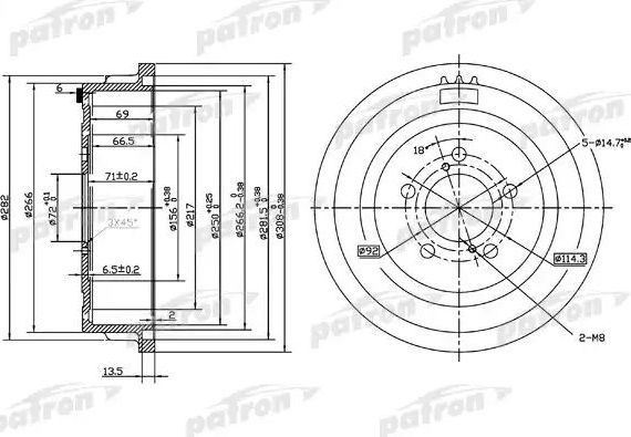 Тормозной барабан Patron. Артикул PDR1003