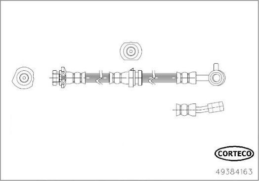 Тормозной шланг Corteco передний правый для Nissan Cube Z12 2010-2026. Артикул 49384163