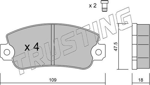 Тормозные колодки Trusting передние для Fiat Regata 1983-1989. Артикул 035.1