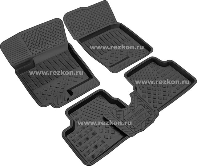 Коврики Rezkon резиновые для салона Hyundai Getz 2003-2010. Артикул 1020020100