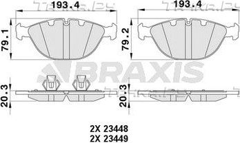 Тормозные колодки Braxis передние для BMW X5 I (E53) 2001-2006. Артикул AA0445