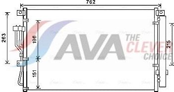 Радиатор кондиционера (конденсатор) AVA (алюминий). Артикул HY5345D
