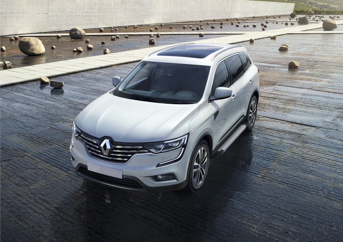 Пороги алюминиевые Rival Silver для Renault Koleos II 2016-2020. Артикул F173AL.4704.1