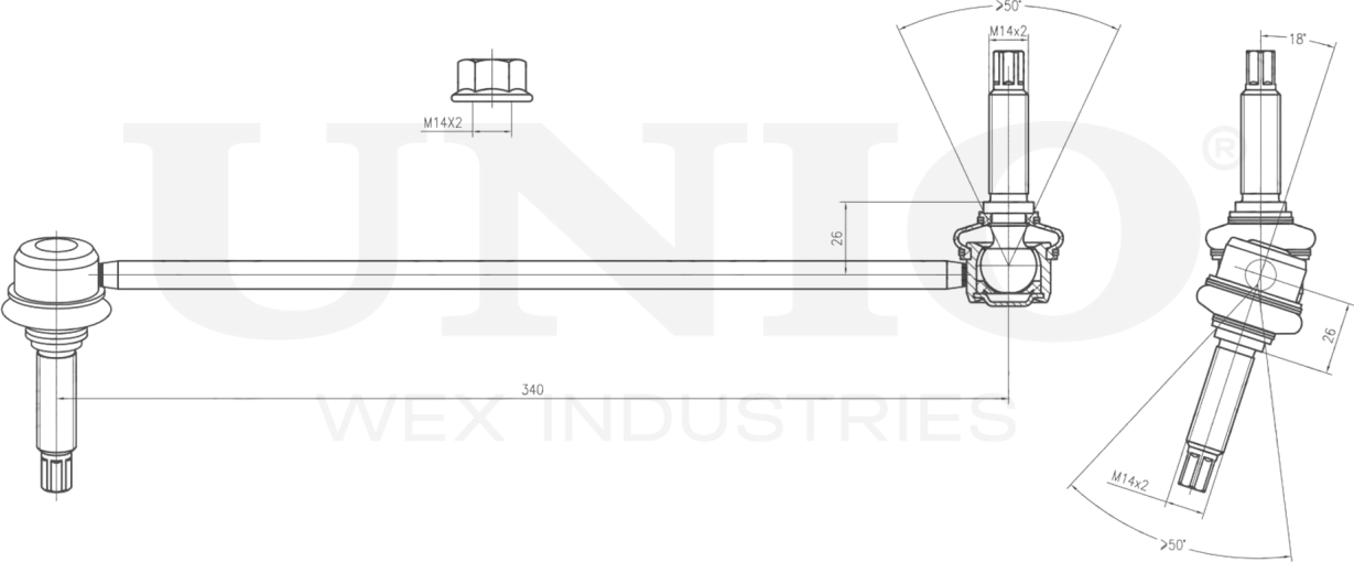 Тяга/стойка стабилизатора (Unio). Артикул SSP-50090