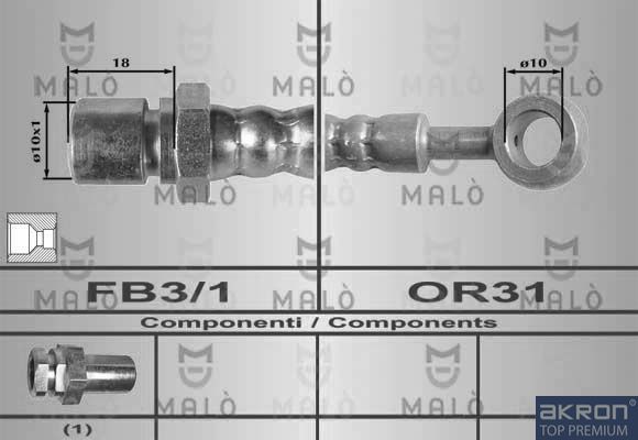 Тормозной шланг Malò. Артикул 80312