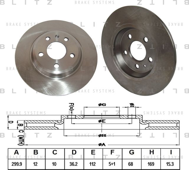 Диск тормозной AUDI A4/A5/Q5 08- задн. (Blitz). Артикул BS0258
