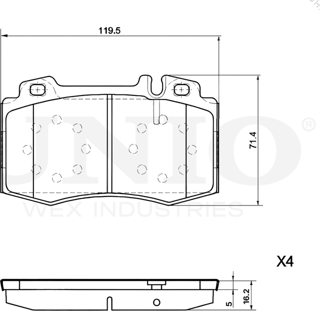 Колодки тормозные дисковые, комплект (Unio). Артикул BRP-20050