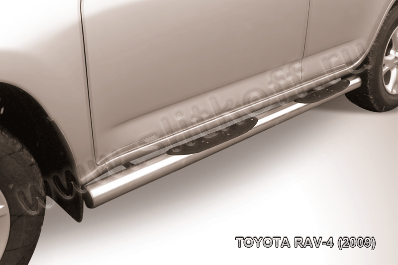 Пороги Slitkoff труба d76 с проступями для Toyota RAV4 III SWB 2009-2010. Артикул TR409-009