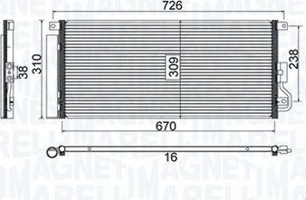 Радиатор кондиционера (конденсатор) Magneti Marelli. Артикул 350203807000