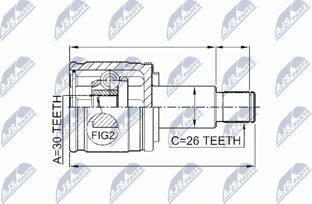 Шрус внутренний (граната) NTY для Suzuki Grand Vitara II 1998-2005. Артикул NPW-SU-009