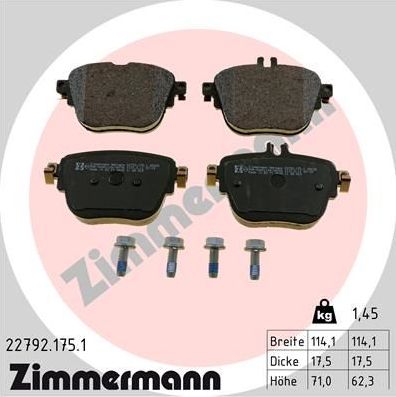 Тормозные колодки Zimmermann. Артикул 22792.175.1