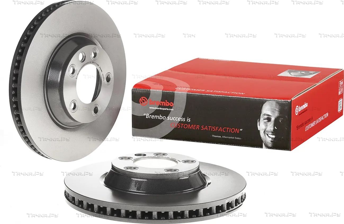 Тормозной диск Brembo PRIME LINE - UV Coated передний для Porsche Cayenne I (955) 2002-2010. Артикул 09.C882.11