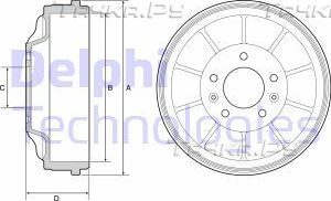 Тормозной барабан Delphi задний для Citroen Jumpy II 2007-2016. Артикул BF562