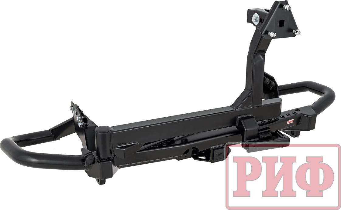 Бампер силовой/защита штатного бампера РИФ задний c квадратом под фаркоп, калиткой, подсветкой номера для Mitsubishi Pajero Sport III рестайлинг 2021-2026. Артикул RIFPS3-21076S