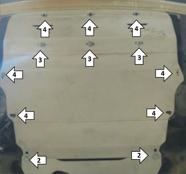 Защита Мотодор для двигателя, радиатора, гидроусилителя руля Lexus LS 430 2000-2006. Артикул 15004