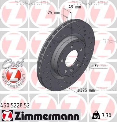 Тормозной диск Zimmermann SPORT Z для Land Rover Discovery V 2016-2026. Артикул 450.5228.52