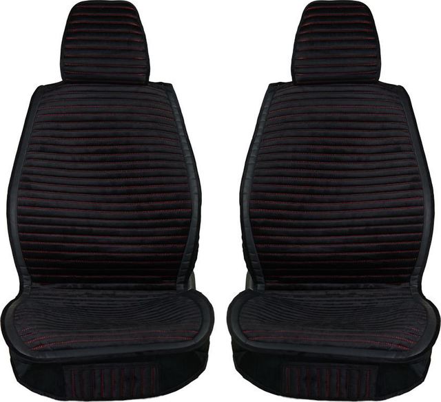 Накидки Seintex каркасные Horizont со вставкой из кожи на сидения, цвет Черный/красная строчка. Артикул 317851