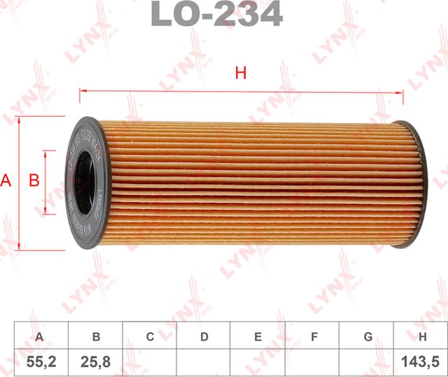 Масляный фильтр LYNXauto для Kia Sorento IV 2020-2026. Артикул LO-234