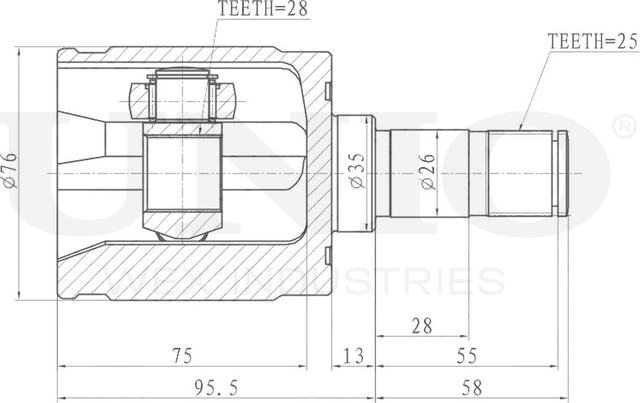 ШРУС внутренний (Unio). Артикул CVJ-30135