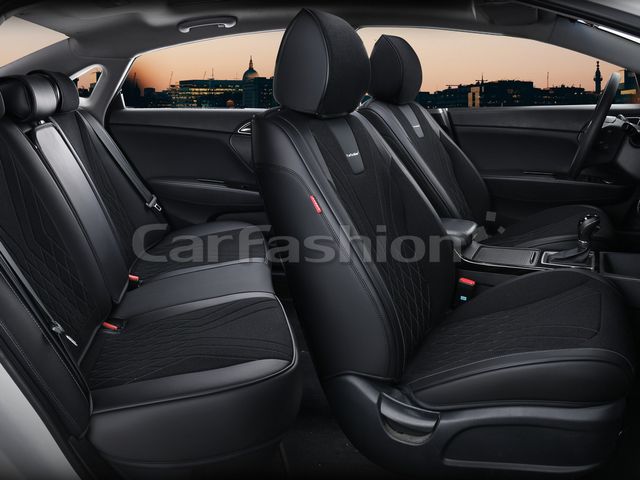 Чехлы универсальные каркасные CarFashion 5D Forest Plus на сидения авто, цвет Черный/Черный/Серый. Артикул 27280