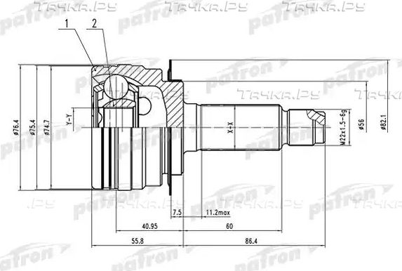 Шрус наружный (граната) Patron передний для Subaru Tribeca I 2005-2014. Артикул PCV1555