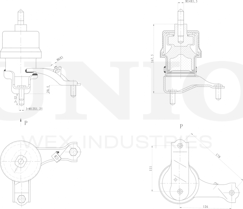 Опора двигателя (Unio). Артикул RMP-15147