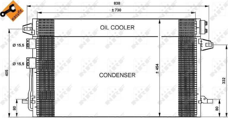 Радиатор кондиционера (конденсатор) NRF (алюминий). Артикул 35617