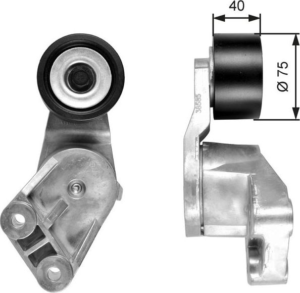 Натяжной ролик (натяжитель) приводного клинового зубчатого ремня Gates (Металл). Артикул T38585