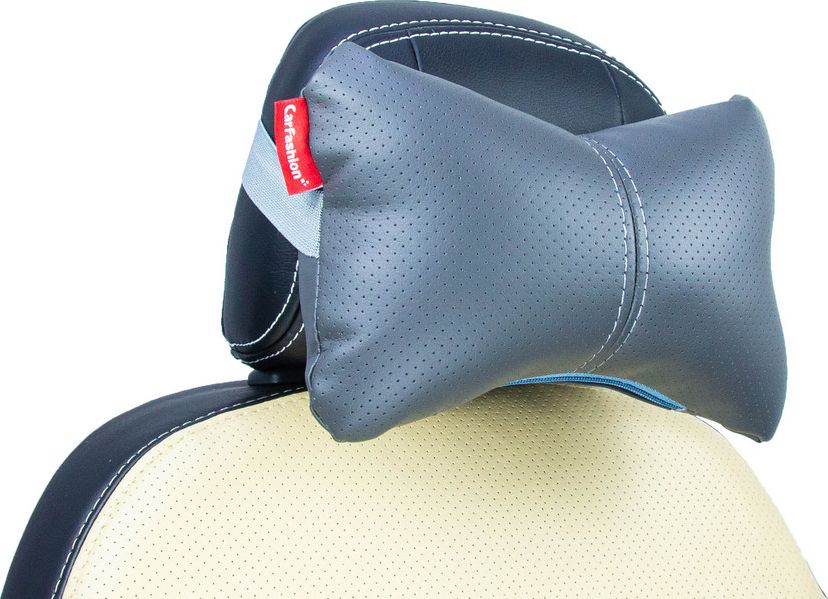 Подушка под шею CarFashion ортопедическая Экокожа, цвет Серый/Серый/Серый. Артикул 41139