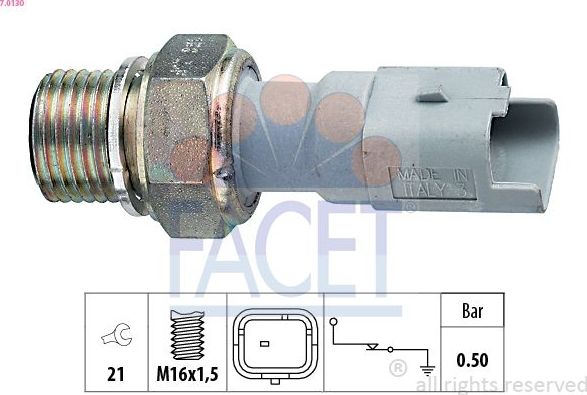 Датчик давления масла Facet Made in Italy - OE Equivalent. Артикул 7.0130