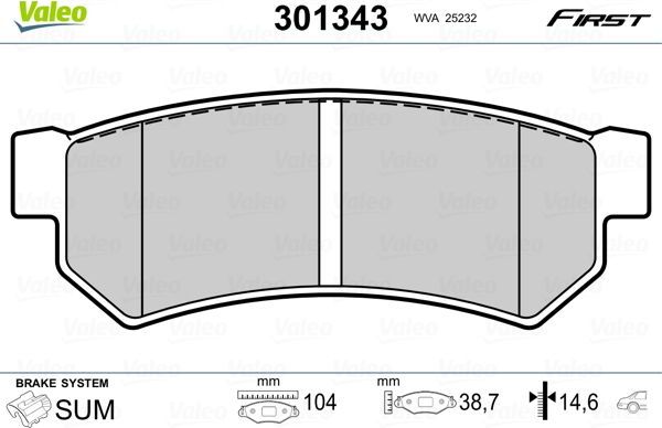 Тормозные колодки Valeo First. Артикул 301343