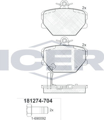 Тормозные колодки Icer передние для Smart Fortwo I (W450) 1998-2007. Артикул 181274-704
