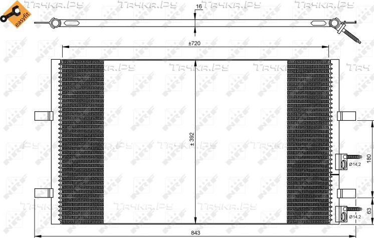 Радиатор кондиционера (конденсатор) NRF (алюминий). Артикул 35846