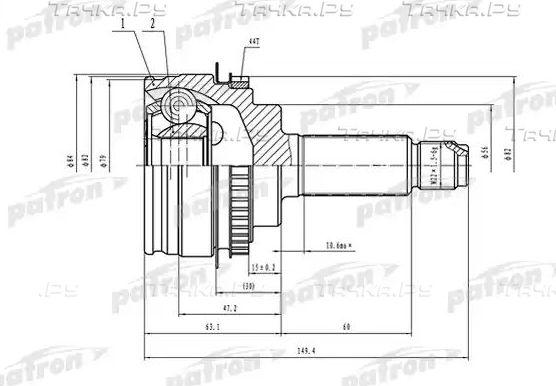 Шрус наружный (граната) Patron. Артикул PCV1554