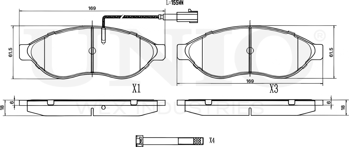 Колодки тормозные дисковые, комплект (Unio). Артикул BRP-20188