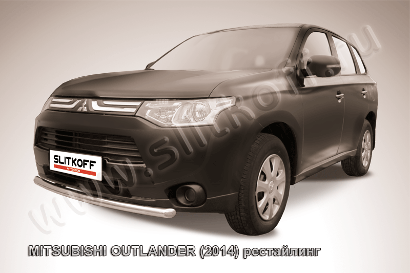 Пороги Slitkoff труба d42 с листом для Mitsubishi Outlander III 2014-2015. Артикул MOUT14-008