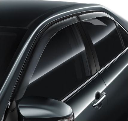 Дефлекторы Toyota (оригинал) (с нержавеющим молдингом) для окон (передняя пара) Toyota Auris I 2006-2012 Черный. Артикул 08611-12820