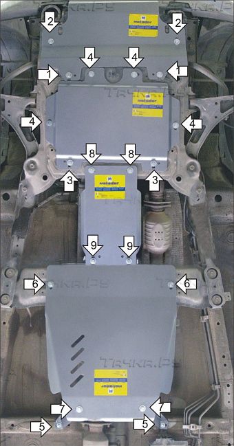 Защита алюминиевая Мотодор для радиатора, картера, КПП, РК Suzuki Escudo III 2005-2014. Артикул 32401