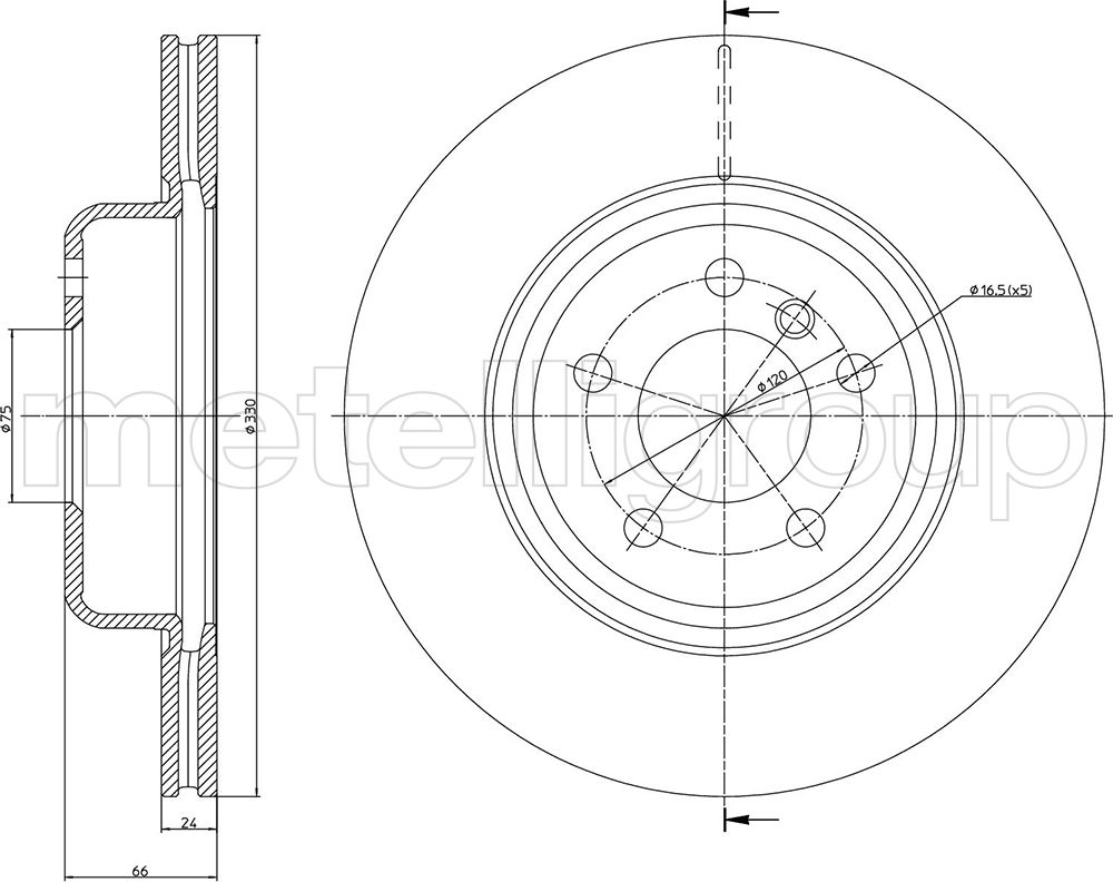 Тормозной диск Metelli. Артикул 23-1253C