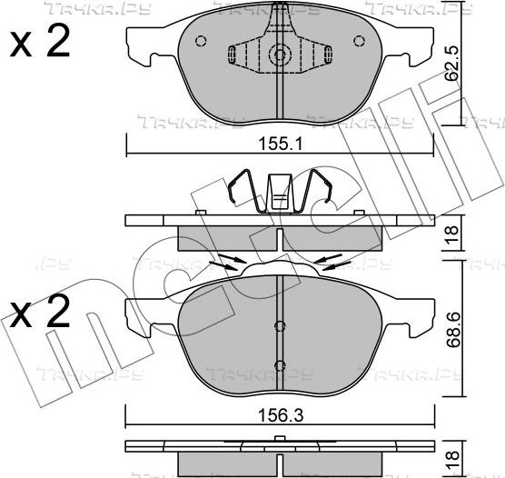 Тормозные колодки Metelli передние для Ford C-MAX II 2010-2019. Артикул 22-0534-1