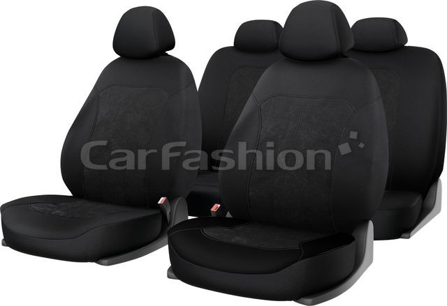 Чехлы универсальные CarFashion Trend Plus на сидения авто, цвет Черный/Черный/Черный. Артикул 10113