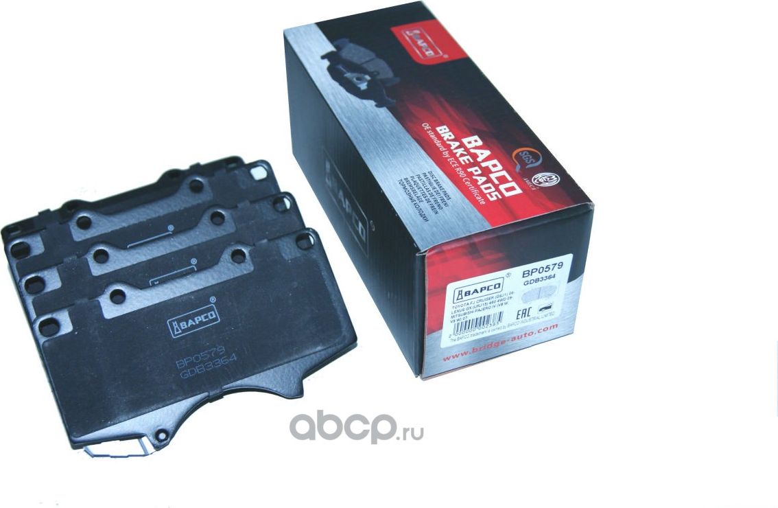 Колодки тормозные дисковые пер. TOYOTA FJ CRUISER 06-, FORTUNER 09-15 (Bapco) Bapco. Артикул BP0579