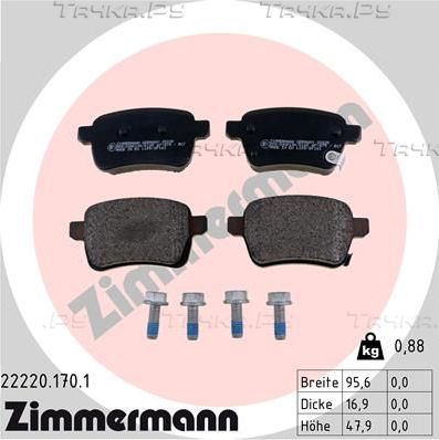 Тормозные колодки Zimmermann. Артикул 22220.170.1