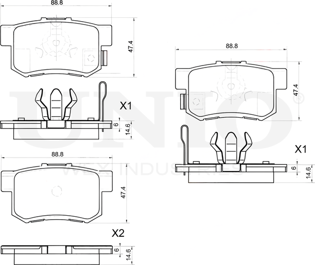 Колодки тормозные дисковые, комплект (Unio). Артикул BRP-20128
