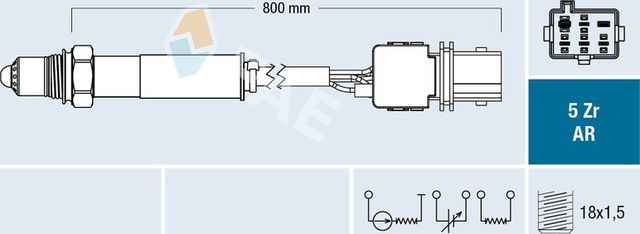 Лямбда-зонд (кислородный датчик) FAE для Volvo S80 I 1998-2006. Артикул 75103
